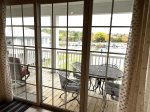 View of deck/marina from living room 